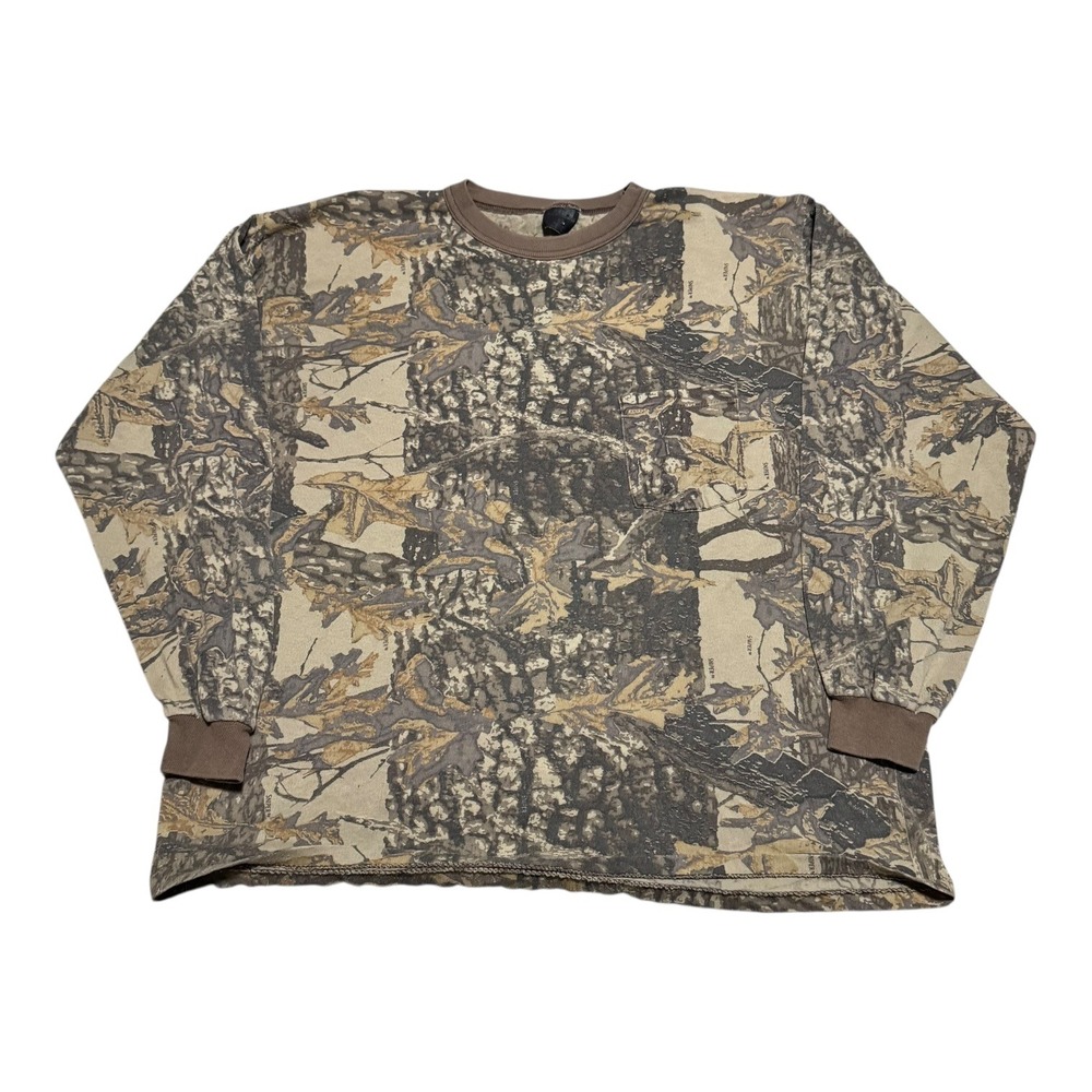 Vintage Ace Sportswear Camouflage‎ Camo Long Sleeve Shirt Men's Boxy Medium